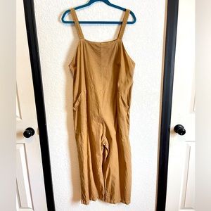 Linen Dyed Romper Tan/Camel Size large